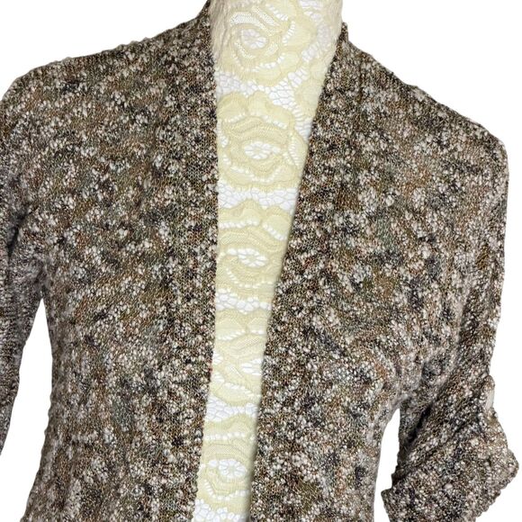Chicos Cardigan Open Front Marled Knit Roll Tab Half Sleeve 0 US S - Picture 3 of 6